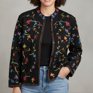BEA Classics 3X Embroidered Jacket/Blazer Colorful With Black Background
